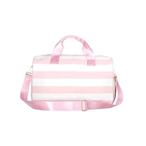 Olivia Miller Girl's Duffel Bag, Overnight Cute Pink & White Stripe Mini - Olivia Miller Girl's Duffel Bag, Overnight Cute Pink & White Stripe Mini - Travelking