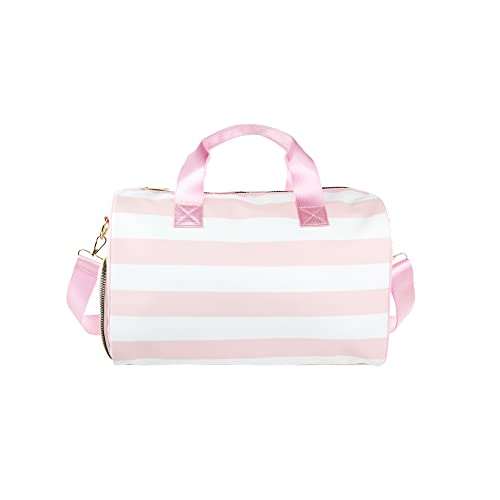 Olivia Miller Girl's Duffel Bag, Overnight Cute Pink & White Stripe Mini - Olivia Miller Girl's Duffel Bag, Overnight Cute Pink & White Stripe Mini - Travelking