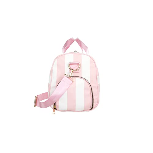 Olivia Miller Girl's Duffel Bag, Overnight Cute Pink & White Stripe Mini - Olivia Miller Girl's Duffel Bag, Overnight Cute Pink & White Stripe Mini - Travelking