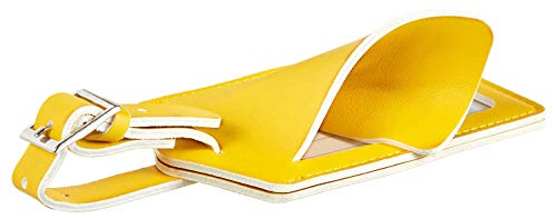 8 Pack Leather Luggage Travel Bag Tags by Travelambo Yellow - 8 Pack Leather Luggage Travel Bag Tags by Travelambo Yellow - Travelking