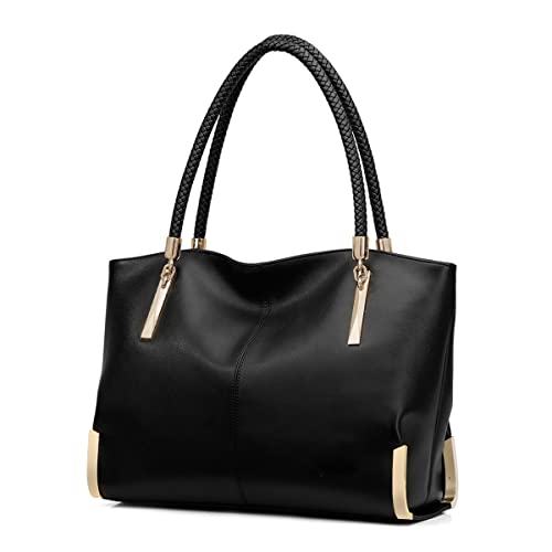 FOXER Large Leather Tote Handbags for Women, Split Cowhide, Black - FOXER Large Leather Tote Handbags for Women, Split Cowhide, Black - Travelking