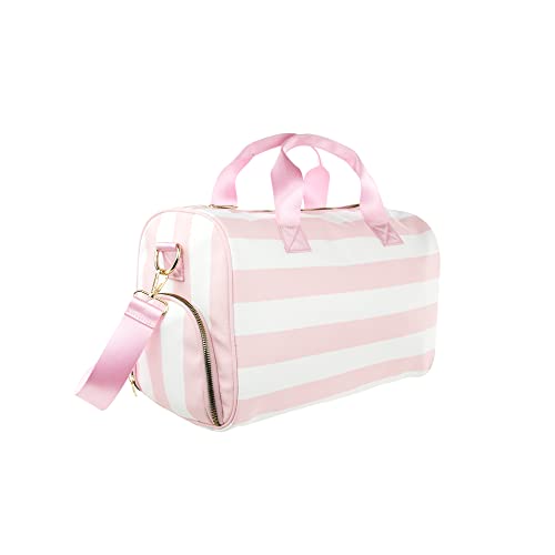 Olivia Miller Girl's Duffel Bag, Overnight Cute Pink & White Stripe Mini - Olivia Miller Girl's Duffel Bag, Overnight Cute Pink & White Stripe Mini - Travelking