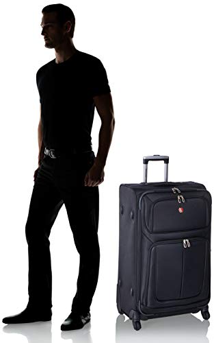 SwissGear Sion Softside Expandable Roller Luggage, Black, Checked - SwissGear Sion Softside Expandable Roller Luggage, Black, Checked - Travelking