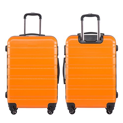 COOLIFE Luggage 4 Piece Set Suitcase Spinner Hardshell - TSA Lock - Orange - COOLIFE Luggage 4 Piece Set Suitcase Spinner Hardshell - TSA Lock - Orange - Travelking