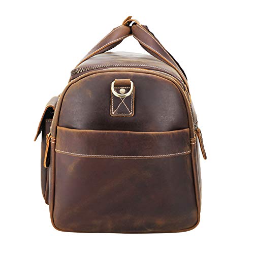 POLARE ORIGINAL Leather Duffle Bag - Brown, 23-inch Full Grain Leather, Large Capacity - POLARE ORIGINAL Leather Duffle Bag - Brown, 23-inch Full Grain Leather, Large Capacity - Travelking