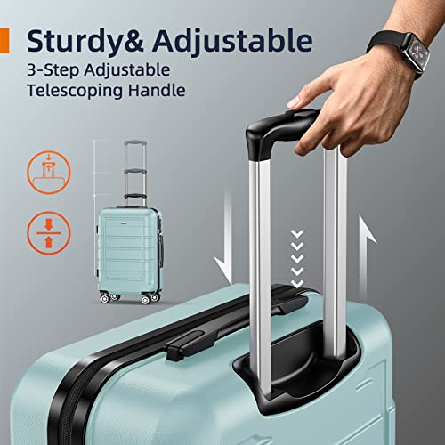 SHOWKOO Luggage Sets Expandable PC+ABS Durable Double Wheels, Mint Green­ - SHOWKOO Luggage Sets Expandable PC+ABS Durable Double Wheels, Mint Green­ - Travelking