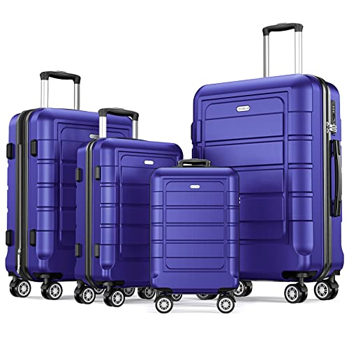 SHOWKOO 4 Piece Expandable Luggage Set with TSA Lock - Royal Blue - SHOWKOO 4 Piece Expandable Luggage Set with TSA Lock - Royal Blue - Travelking