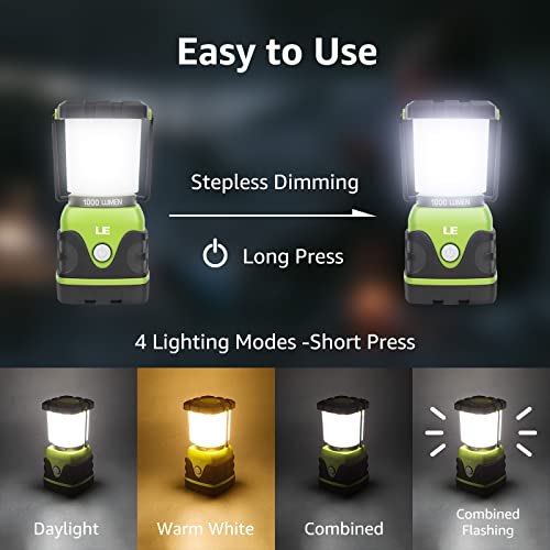 LE LED Camping Lantern, Battery Powered LED with 1000LM, 4 Light - LE LED Camping Lantern, Battery Powered LED with 1000LM, 4 Light - Travelking