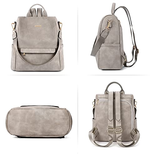 2 Tone Vintage Grey Women's Backpack Purse for Travel and Leisure - 2 Tone Vintage Grey Women's Backpack Purse for Travel and Leisure - Travelking