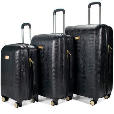 Badgley Mischka Snakeskin 3 Piece Expandable Luggage Set - Badgley Mischka Snakeskin 3 Piece Expandable Luggage Set - Travelking