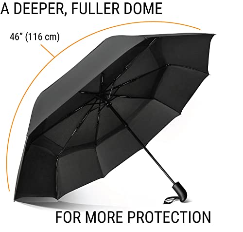 Prostorm Windproof Deep Dome Double Vented Travel Umbrella - Prostorm Windproof Deep Dome Double Vented Travel Umbrella - Travelking