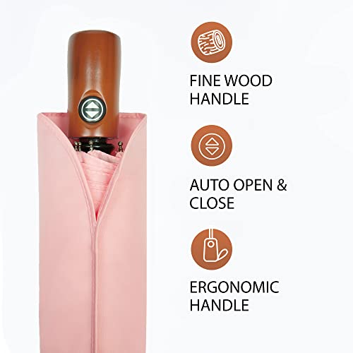 Pink Compact Travel Umbrella - Windproof Automatic - Women - Pink Compact Travel Umbrella - Windproof Automatic - Women - Travelking