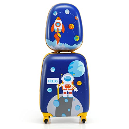 Goplus 2PC Kids, Carry On Lightweight Spinner Suitcases, Astronaut - Goplus 2PC Kids, Carry On Lightweight Spinner Suitcases, Astronaut - Travelking