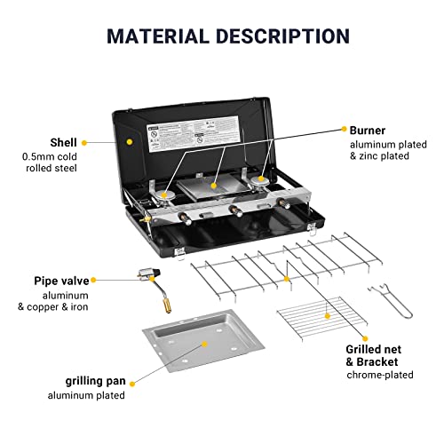 FineFlame 3 Burner Propane Stove 20,400 BTU Portable Gas Stove - FineFlame 3 Burner Propane Stove 20,400 BTU Portable Gas Stove - Travelking