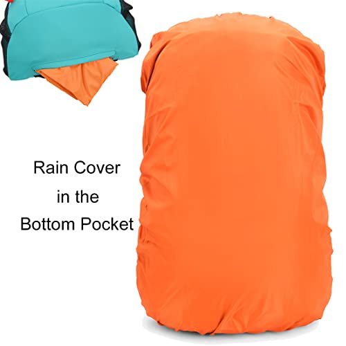 Bseash 40L Waterproof Hiking Backpack with Rain Cover, Turquoise - Bseash 40L Waterproof Hiking Backpack with Rain Cover, Turquoise - Travelking