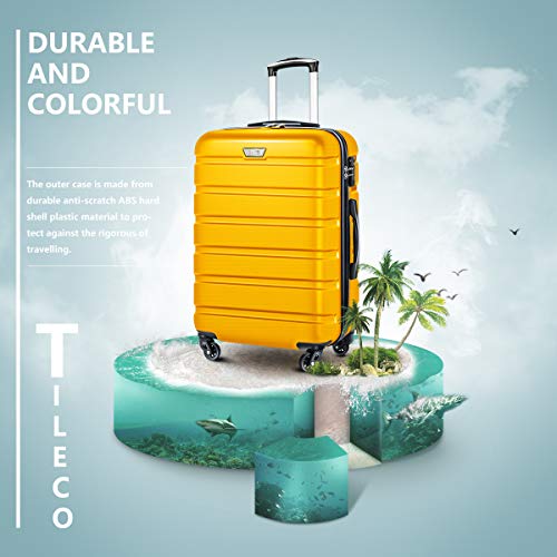 COOLIFE 3 Piece Luggage Set - Hardshell With TSA Lock - Yellow - COOLIFE 3 Piece Luggage Set - Hardshell With TSA Lock - Yellow - Travelking