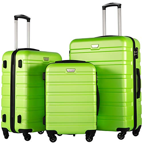 COOLIFE 3 Piece Luggage Set - Hardshell - TSA Lock - Apple Green - COOLIFE 3 Piece Luggage Set - Hardshell - TSA Lock - Apple Green - Travelking