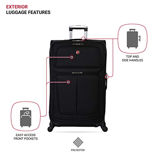 SwissGear Sion Softside Expandable Roller Luggage, Black, Checked - SwissGear Sion Softside Expandable Roller Luggage, Black, Checked - Travelking