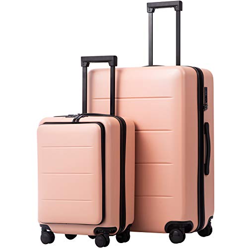 COOLIFE 2 Piece Luggage Set - ABS+PC - Weekend Bag - Sakura Pink - COOLIFE 2 Piece Luggage Set - ABS+PC - Weekend Bag - Sakura Pink - Travelking