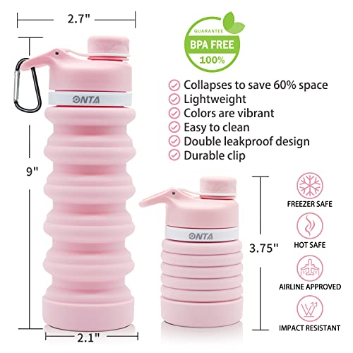 ONTA Collapsible Water Bottle- BPA Free Silicone Foldable Water Bottle - ONTA Collapsible Water Bottle- BPA Free Silicone Foldable Water Bottle - Travelking