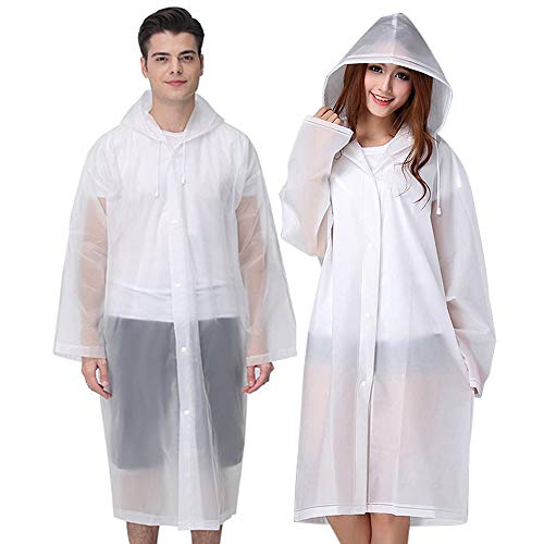 2 Piece Rain Ponchos for Adults - Reusable - White - 2 Piece Rain Ponchos for Adults - Reusable - White - Travelking