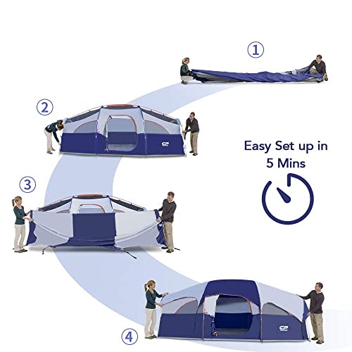 CAMPROS CP Tent-8-Person-Camping-Tents, Waterproof Windproof - Blue - CAMPROS CP Tent-8-Person-Camping-Tents, Waterproof Windproof - Blue - Travelking