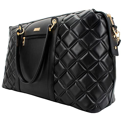 Badgley Mischka Quilted Weekender Bag, Black - Badgley Mischka Quilted Weekender Bag, Black - Travelking