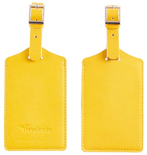 8 Pack Leather Luggage Travel Bag Tags by Travelambo Yellow - 8 Pack Leather Luggage Travel Bag Tags by Travelambo Yellow - Travelking