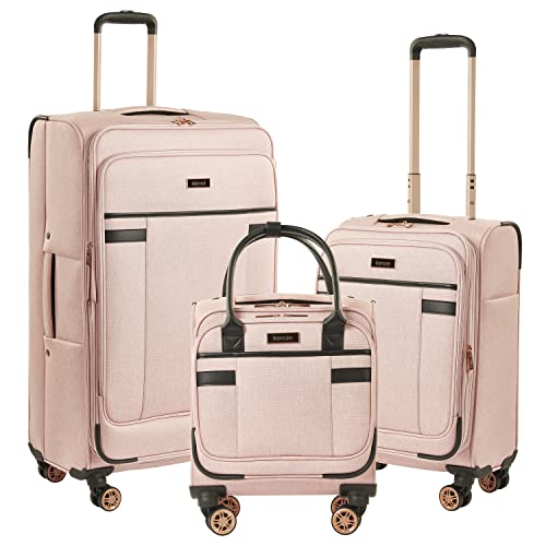 Kensie Women's Hudson Softside 3-Piece Spinner Luggage Set, Rose - Kensie Women's Hudson Softside 3-Piece Spinner Luggage Set, Rose - Travelking