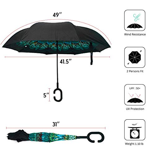 Peacock Double Layer Inverted Umbrellas - Reverse Folding - Peacock Double Layer Inverted Umbrellas - Reverse Folding - Travelking