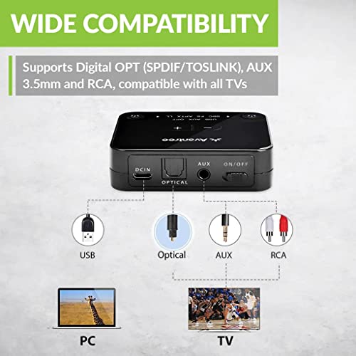 Avantree Audikast Plus Bluetooth 5.0 Transmitter for TV with Volume Control - Avantree Audikast Plus Bluetooth 5.0 Transmitter for TV with Volume Control - Travelking