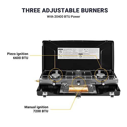 FineFlame 3 Burner Propane Stove 20,400 BTU Portable Gas Stove - FineFlame 3 Burner Propane Stove 20,400 BTU Portable Gas Stove - Travelking