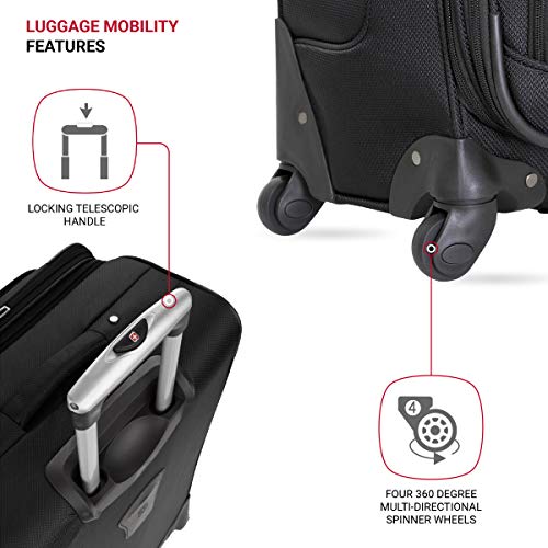 SwissGear Sion Softside Luggage with Spinner Wheels, Black, 3 Piece - SwissGear Sion Softside Luggage with Spinner Wheels, Black, 3 Piece - Travelking