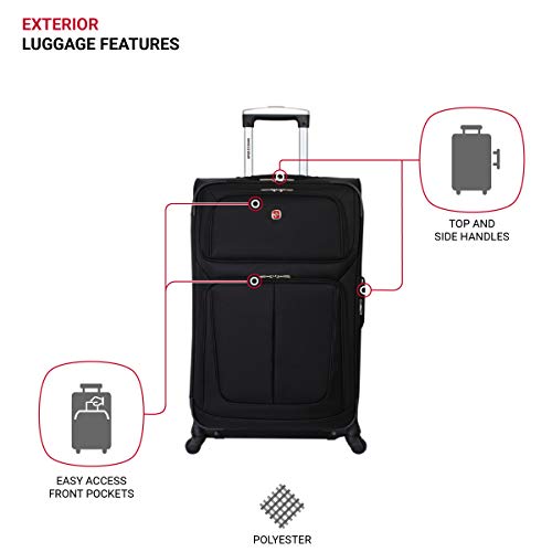 SwissGear Sion Softside Luggage with Spinner Wheels, Black, 3 Piece - SwissGear Sion Softside Luggage with Spinner Wheels, Black, 3 Piece - Travelking