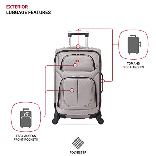 SwissGear Sion Softside Expandable Roller Luggage, Pewter, Carry-On 21-Inch - SwissGear Sion Softside Expandable Roller Luggage, Pewter, Carry-On 21-Inch - Travelking