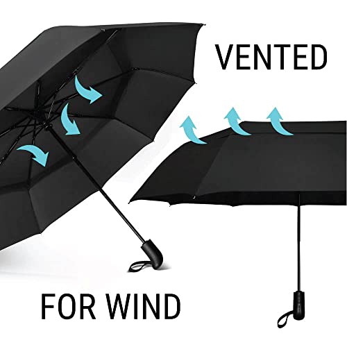 Prostorm Windproof Deep Dome Double Vented Travel Umbrella - Prostorm Windproof Deep Dome Double Vented Travel Umbrella - Travelking