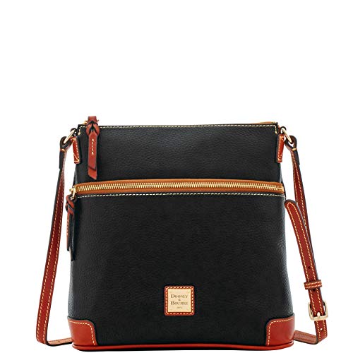 Dooney & Bourke Pebble Leather Crossbody Black W/Tan Trim One Size - Dooney & Bourke Pebble Leather Crossbody Black W/Tan Trim One Size - Travelking