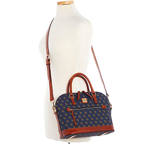 Dooney & Bourke Gretta Domed Zip Satchel - Navy, Coated Cotton, Elegant Design - Dooney & Bourke Gretta Domed Zip Satchel - Navy, Coated Cotton, Elegant Design - Travelking