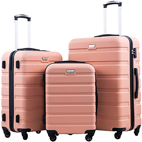 COOLIFE Luggage 3 Piece Set Suitcase Spinner Hardshell Lightweight-Sakura Pinl - COOLIFE Luggage 3 Piece Set Suitcase Spinner Hardshell Lightweight-Sakura Pinl - Travelking