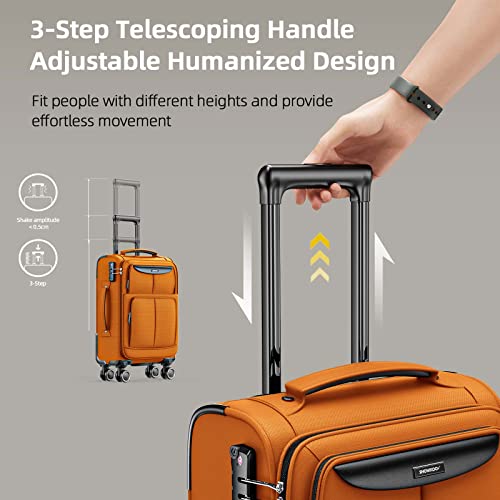 SHOWKOO Luggage Sets 3 Piece Softside Expandable Lightweight - Orange - SHOWKOO Luggage Sets 3 Piece Softside Expandable Lightweight - Orange - Travelking