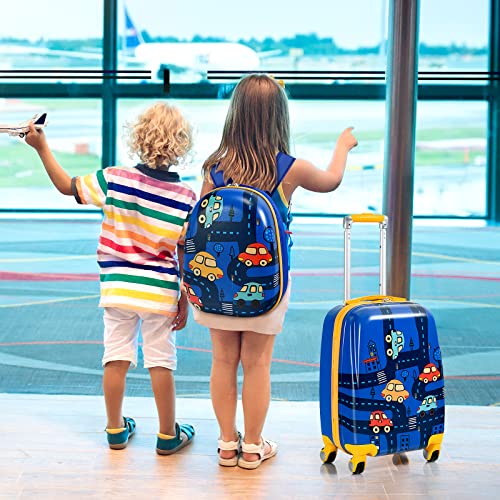 HONEY JOY 2 Pcs Kids Carry On Luggage (Cars) - HONEY JOY 2 Pcs Kids Carry On Luggage (Cars) - Travelking