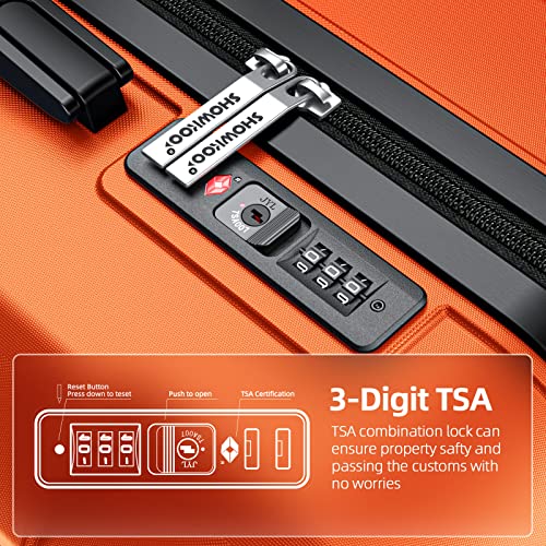 SHOWKOO 4 Piece Expandable Luggage Set With TSA Lock - Orange - SHOWKOO 4 Piece Expandable Luggage Set With TSA Lock - Orange - Travelking