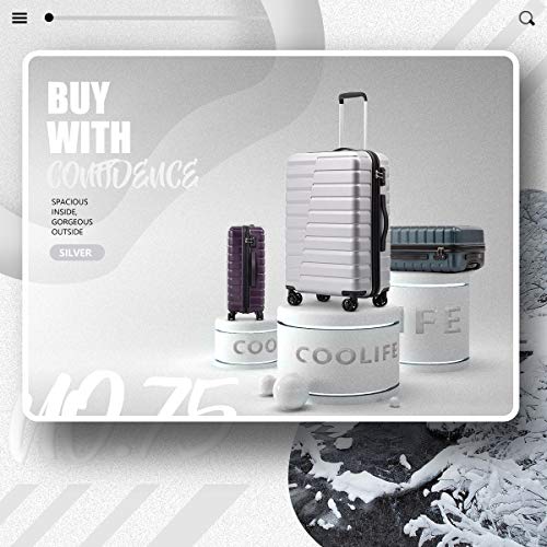 COOLIFE 3 Piece Luggage Set - PC ABS - TSA Lock - Silver - COOLIFE 3 Piece Luggage Set - PC ABS - TSA Lock - Silver - Travelking