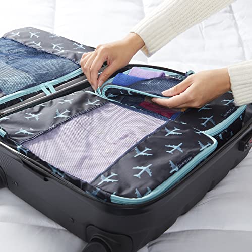 TravelWise Packing Cubes, Navy Airplanes Set - TravelWise Packing Cubes, Navy Airplanes Set - Travelking