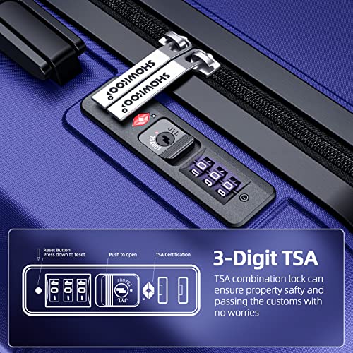 SHOWKOO 4 Piece Expandable Luggage Set with TSA Lock - Royal Blue - SHOWKOO 4 Piece Expandable Luggage Set with TSA Lock - Royal Blue - Travelking