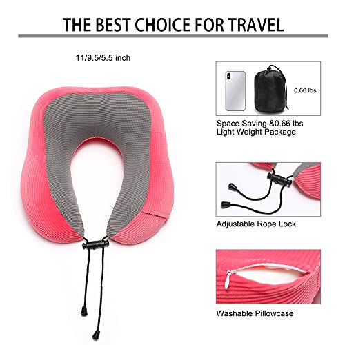 Memory Foam Neck Pillow with 360-Degree Head Support, Red - Memory Foam Neck Pillow with 360-Degree Head Support, Red - Travelking