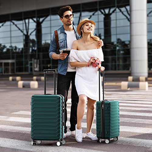 SHOWKOO Luggage Sets Expandable ABS Hardshell 3pcs Clearance-Green - SHOWKOO Luggage Sets Expandable ABS Hardshell 3pcs Clearance-Green - Travelking