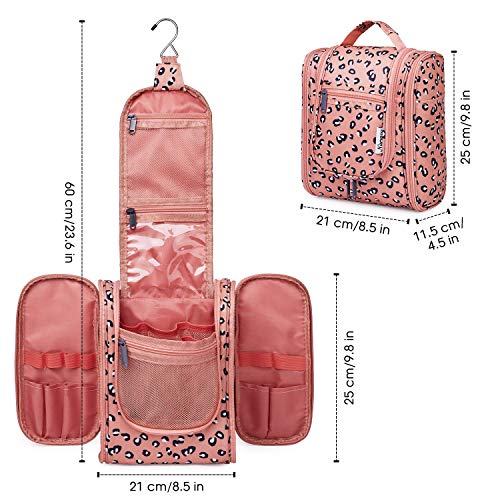 Hanging Travel Toiletry Bag Cosmetic Make up Organizer, Orange Leopard - Hanging Travel Toiletry Bag Cosmetic Make up Organizer, Orange Leopard - Travelking