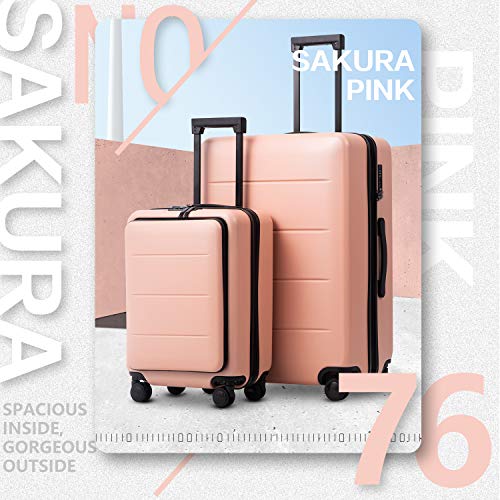 COOLIFE 2 Piece Luggage Set - ABS+PC - Weekend Bag - Sakura Pink - COOLIFE 2 Piece Luggage Set - ABS+PC - Weekend Bag - Sakura Pink - Travelking