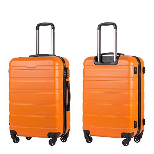 COOLIFE Luggage 4 Piece Set Suitcase Spinner Hardshell - TSA Lock - Orange - COOLIFE Luggage 4 Piece Set Suitcase Spinner Hardshell - TSA Lock - Orange - Travelking